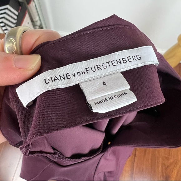 Diane Von Furstenberg Gabi Poplin Ruched Dress Burgundy Red Size 4 - Picture 5 of 8